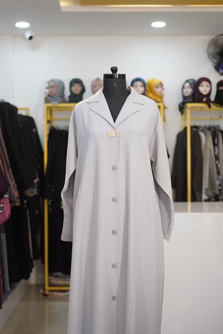 Armani Suite Material Burkha - Single Line Button & Pockets - Image 2