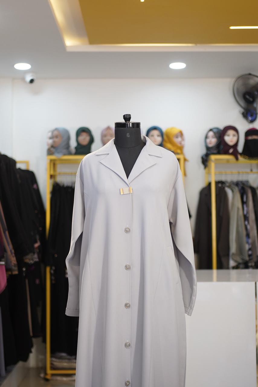 Armani Suite Material Burkha - Single Line Button & Pockets - Image 4