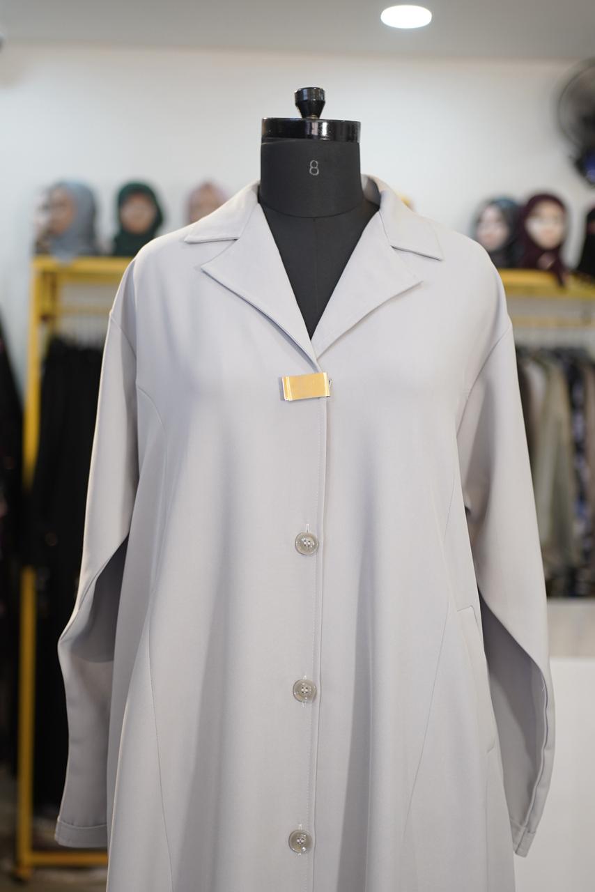 Armani Suite Material Burkha - Single Line Button & Pockets