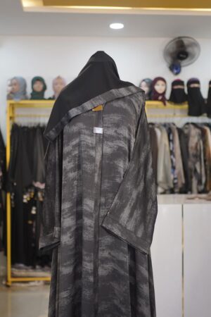Marble Printed Front Open Abaya - Imported Press Buttons