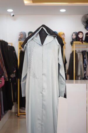 ista Green Alkhor Abaya - Suite Collar & Hand Work