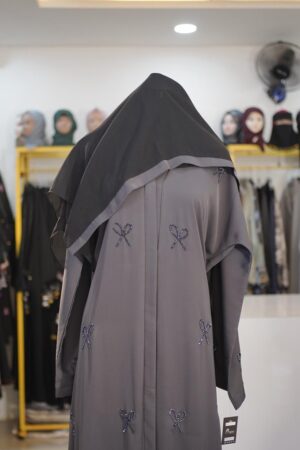 Bow Model Marble Abaya - Hydro Hand Work & Front Open